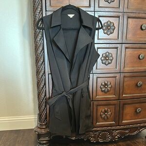 Black Sleeveless Vest with Belted Closure